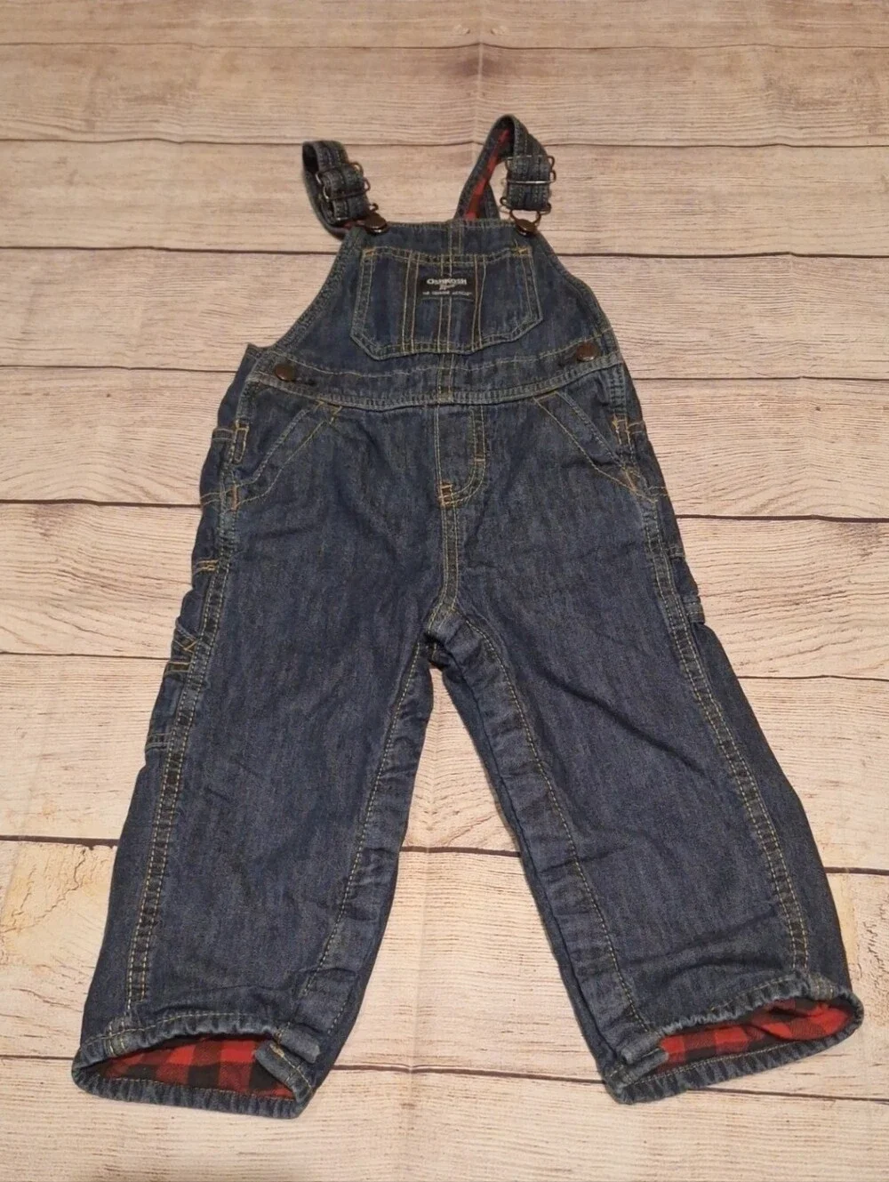 OshKosh B'Gosh Denim Flannel Lined Overalls Bibs